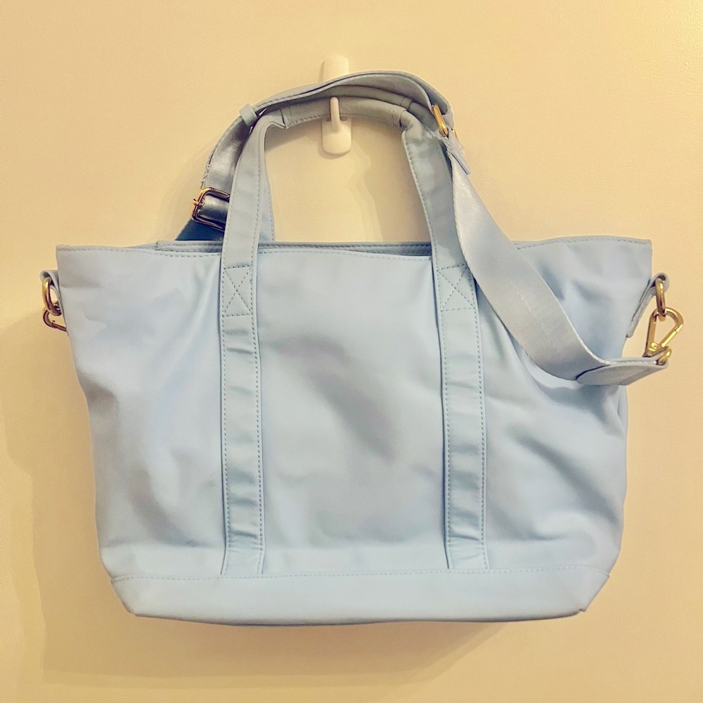 Periwinkle Tote with Gold Hardware, Stoney Clover Lane, used twice
